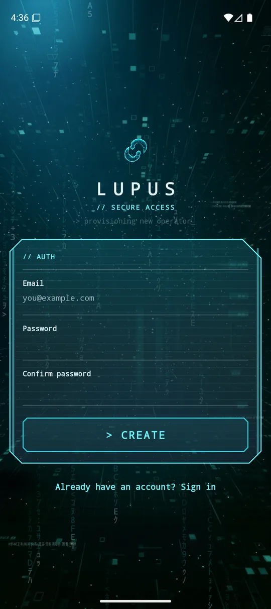 Create account form