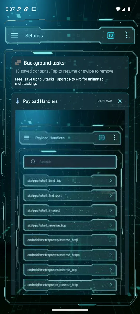 Background tasks stack