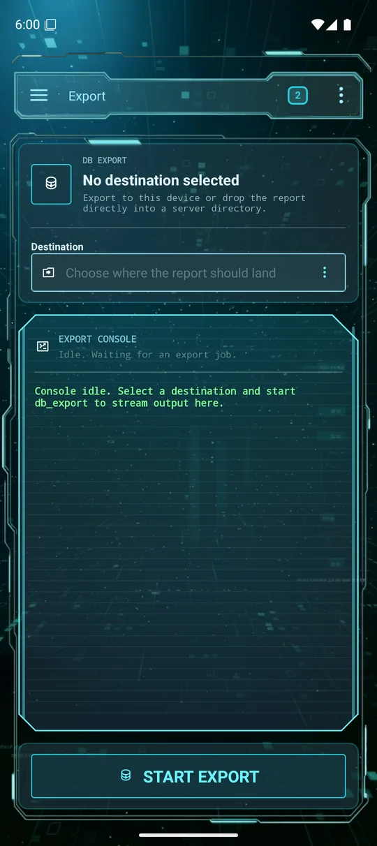 Database export