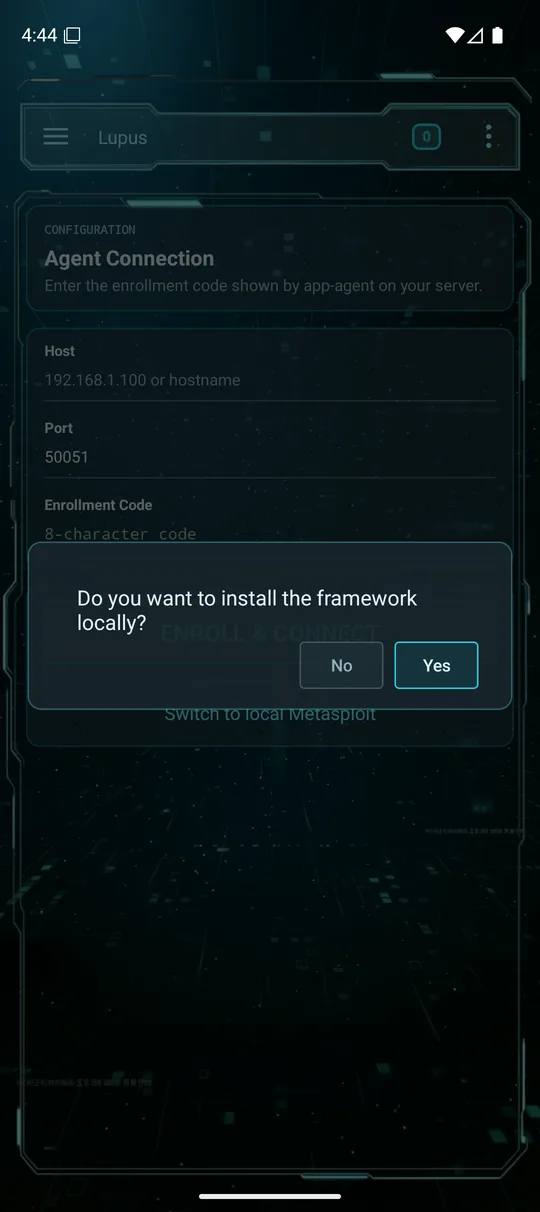 Install framework locally prompt