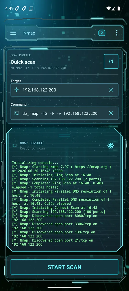 Nmap scan results