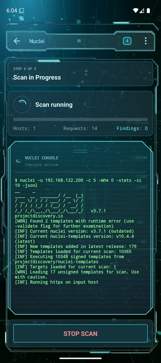 Nuclei scan running