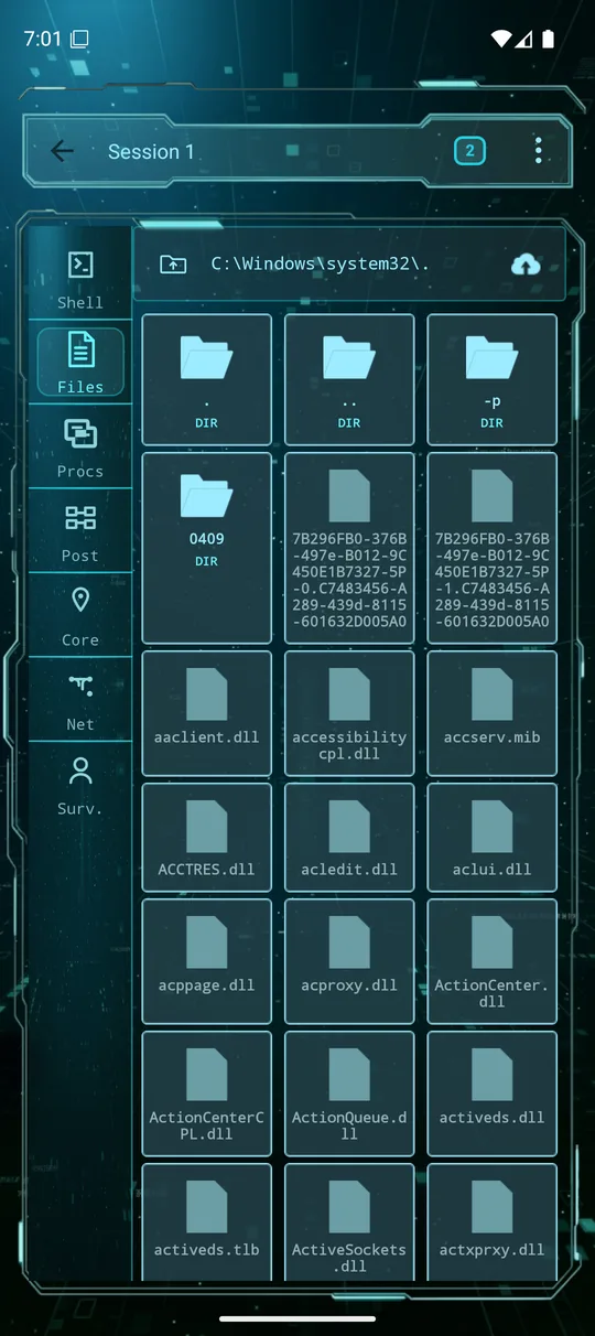 Session file explorer