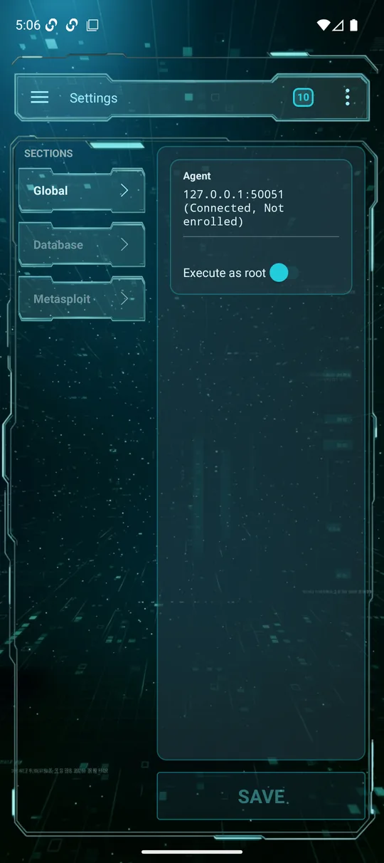 Agent status in Settings